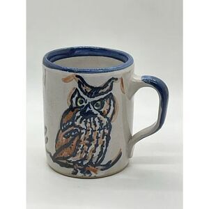 Louisville Stoneware Handcrafted Ceramic Owl Mug in Blue and Brown